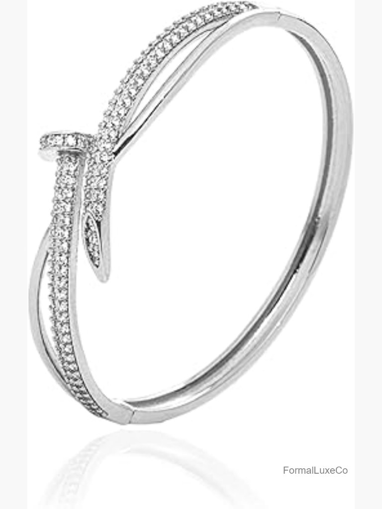 Crystal Cuff Bracelet - Open Nail Design, Adjustable, Gift For Women